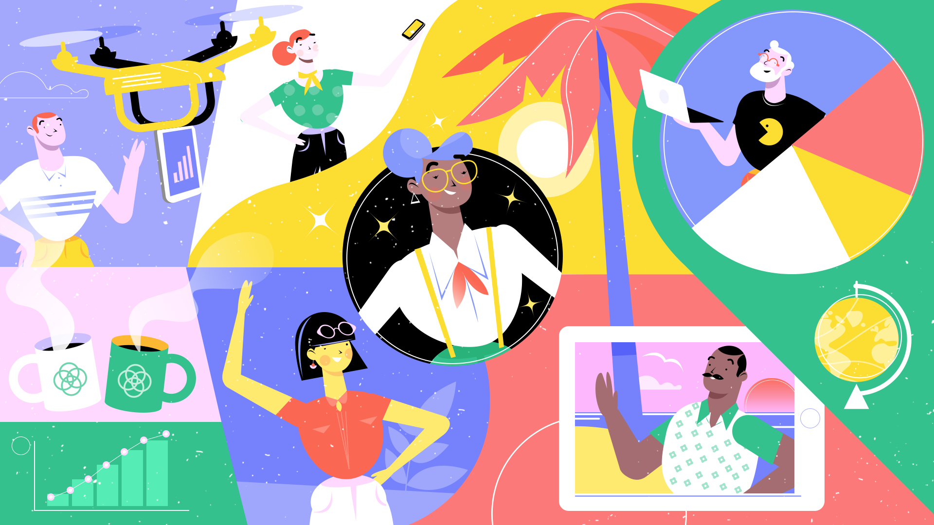 Mentorly mentorship platform illustration - diverse people connecting over shared interests